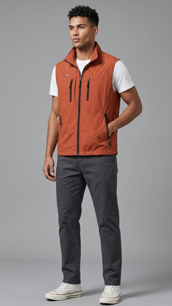 Chaleco Técnico con Cuello Alto y Multibolsillos